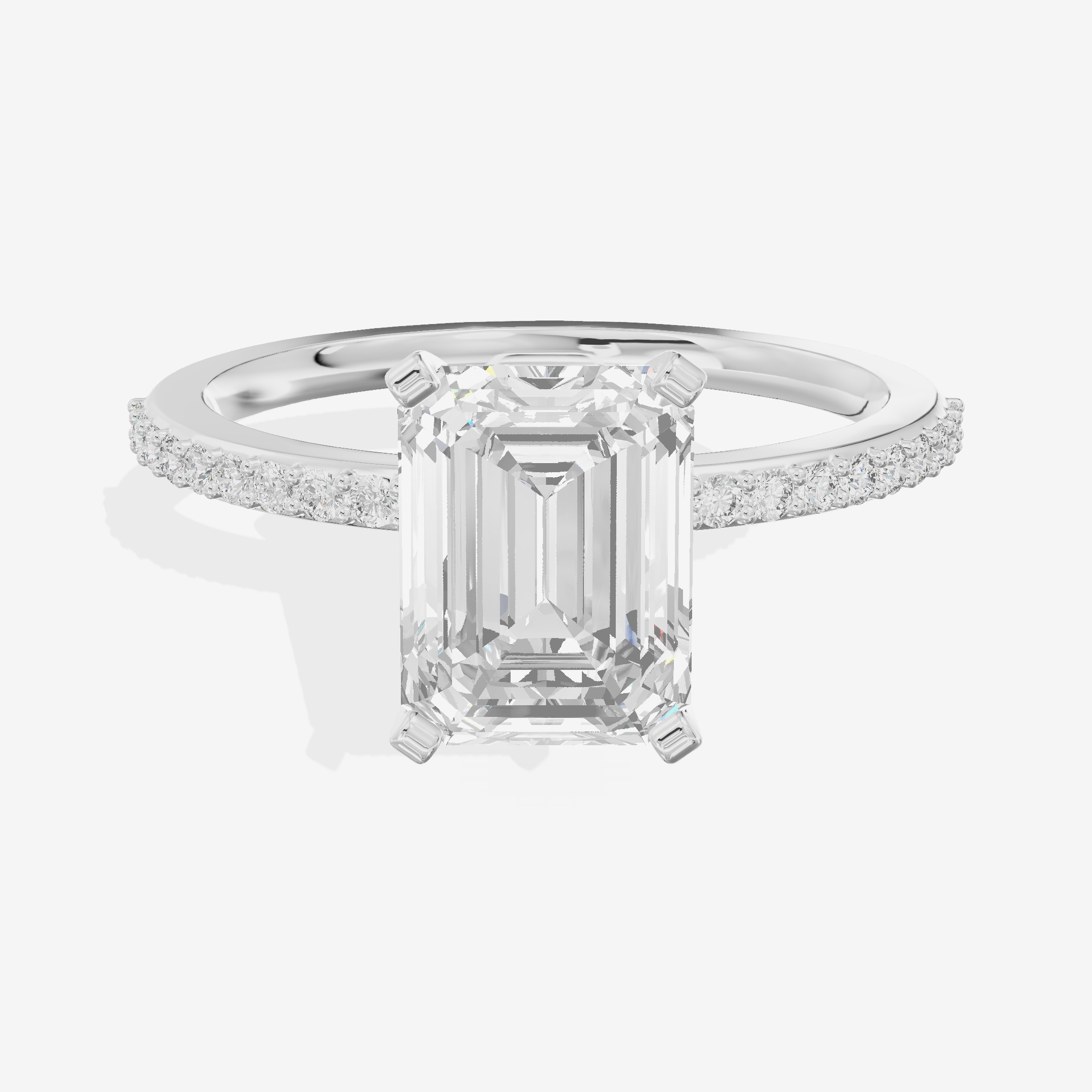 Twined Selenia Emerald Engagement Ring with Side Stones (1/10 ct. tw.) in 14K White Gold
