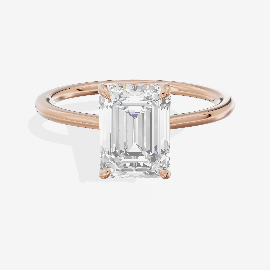 Liviana Three Stone Emerald Engagement Ring (1/4 ct. tw.) in 14K Rose Gold