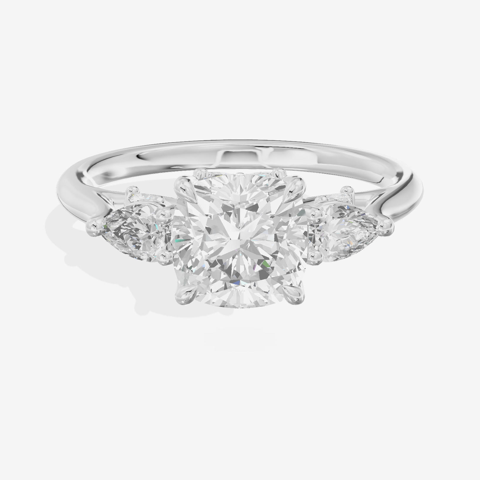 Classic Vowsae Three Stone Cushion Engagement Ring (3/5 ct. tw.) in 18K White Gold