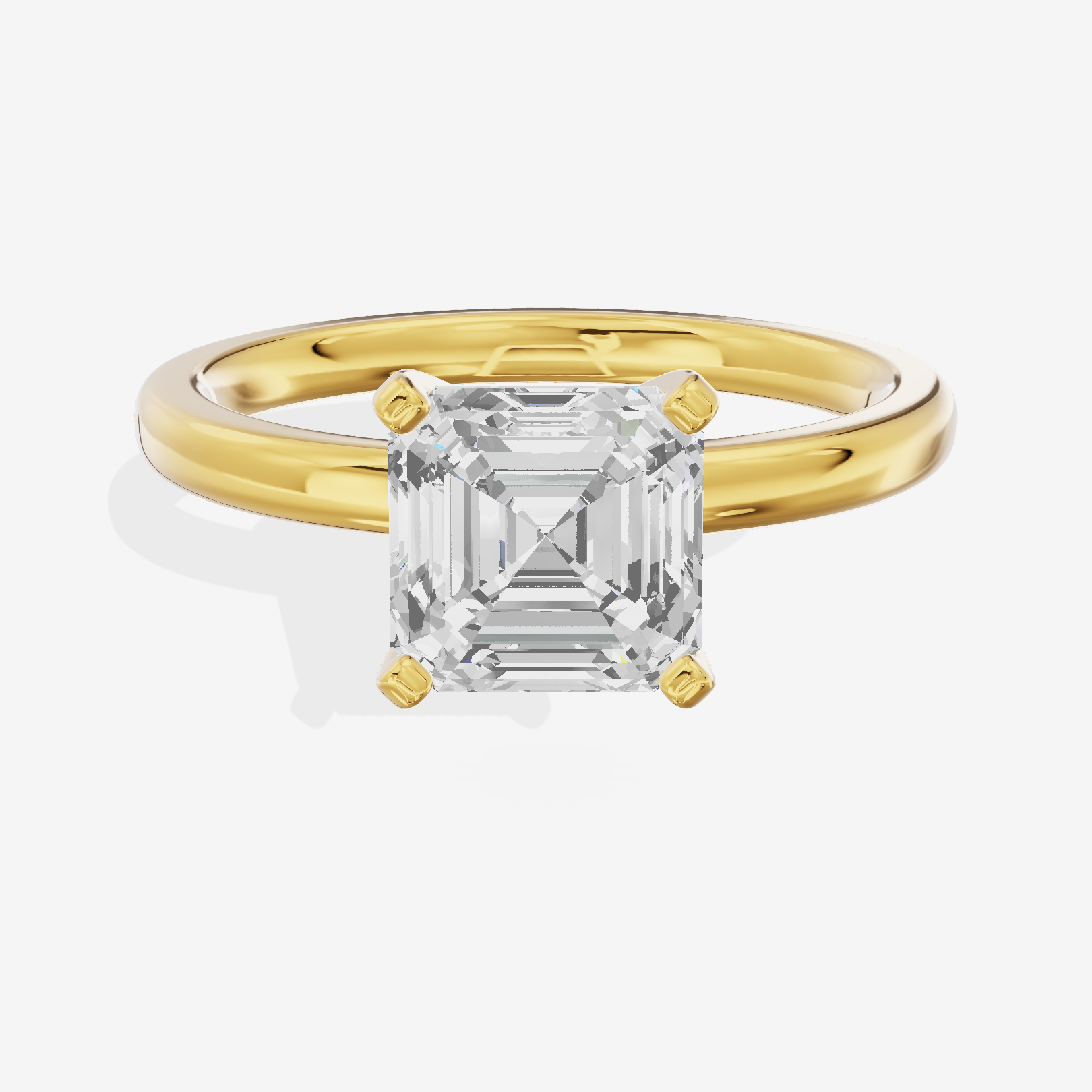 Sincere 2mm Asscher Solitaire Engagement Ring in 14K Yellow Gold