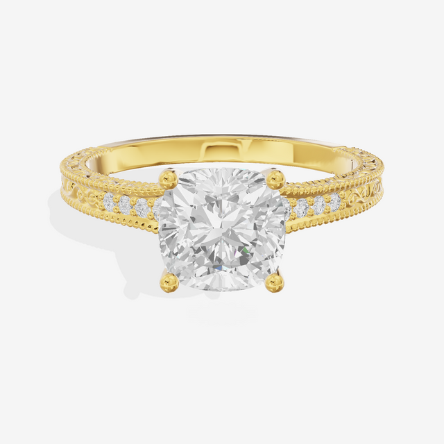 Vintage Sincere Cushion Engagement Ring (1/10 ct. tw.) in 14K Yellow Gold