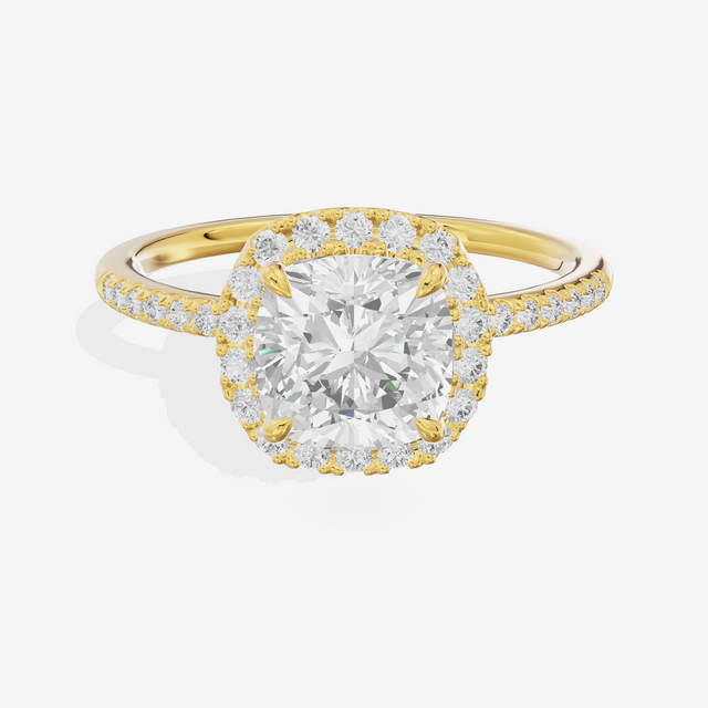 Vowsae Halo Cushion Engagement Ring (1/5 ct. tw.) in 18K Yellow Gold