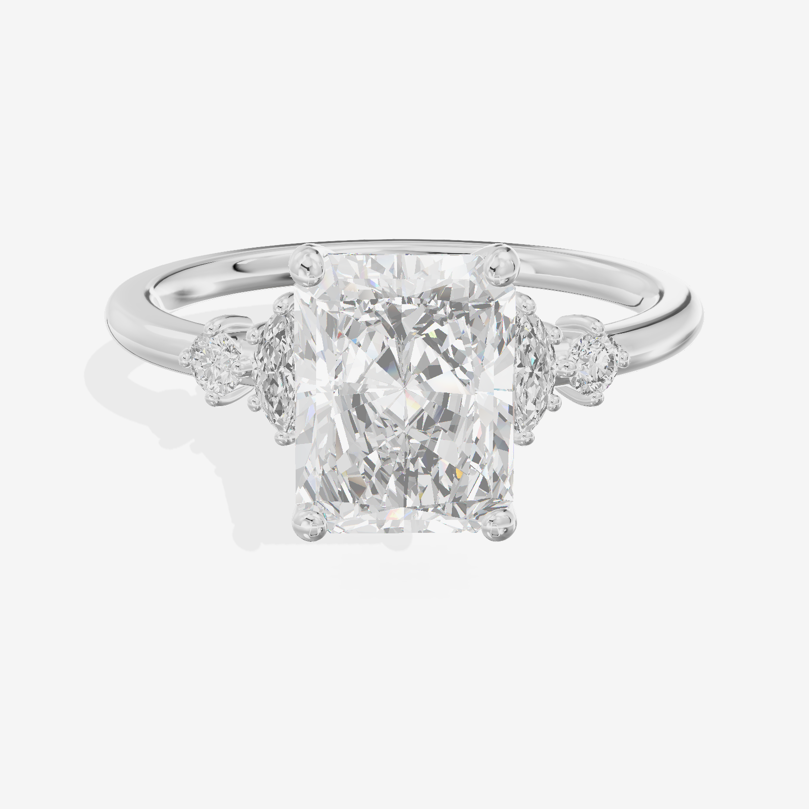 Hallowed Halcyon Radiant Engagement Ring with Side Stones (1/6 ct. tw.) in Platinum