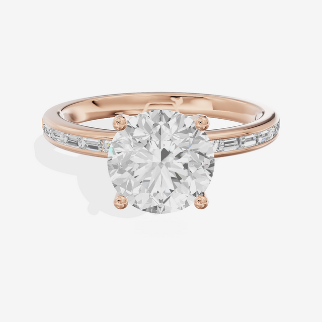 Tender Sincere Round Engagement Ring with Side Stones (1/6 ct. tw.) in 18K Rose Gold
