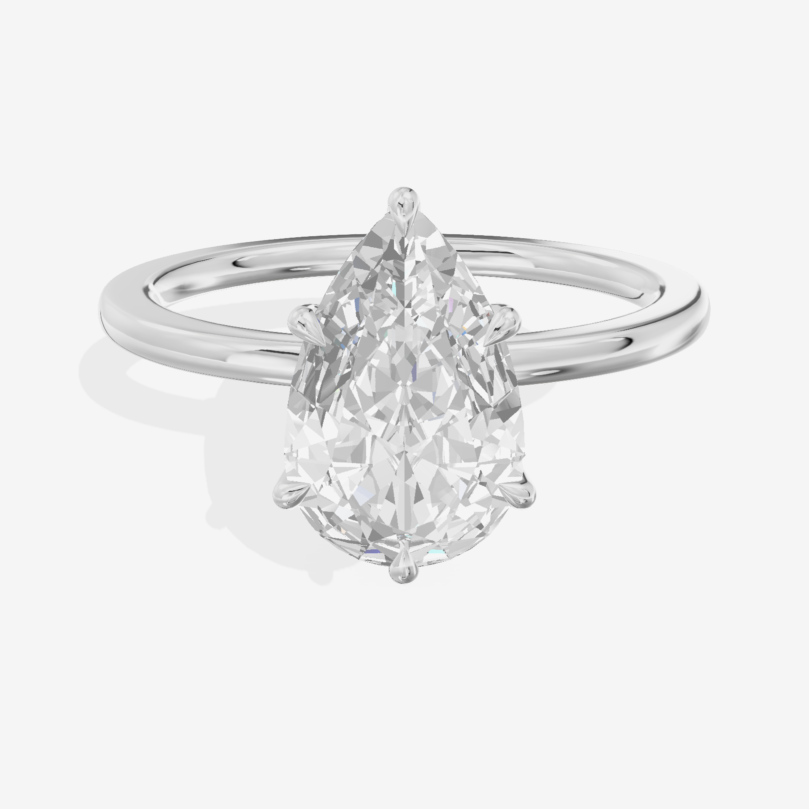 Charmae Ring 1.4mm Pear Solitaire Engagement Ring in 14K White Gold