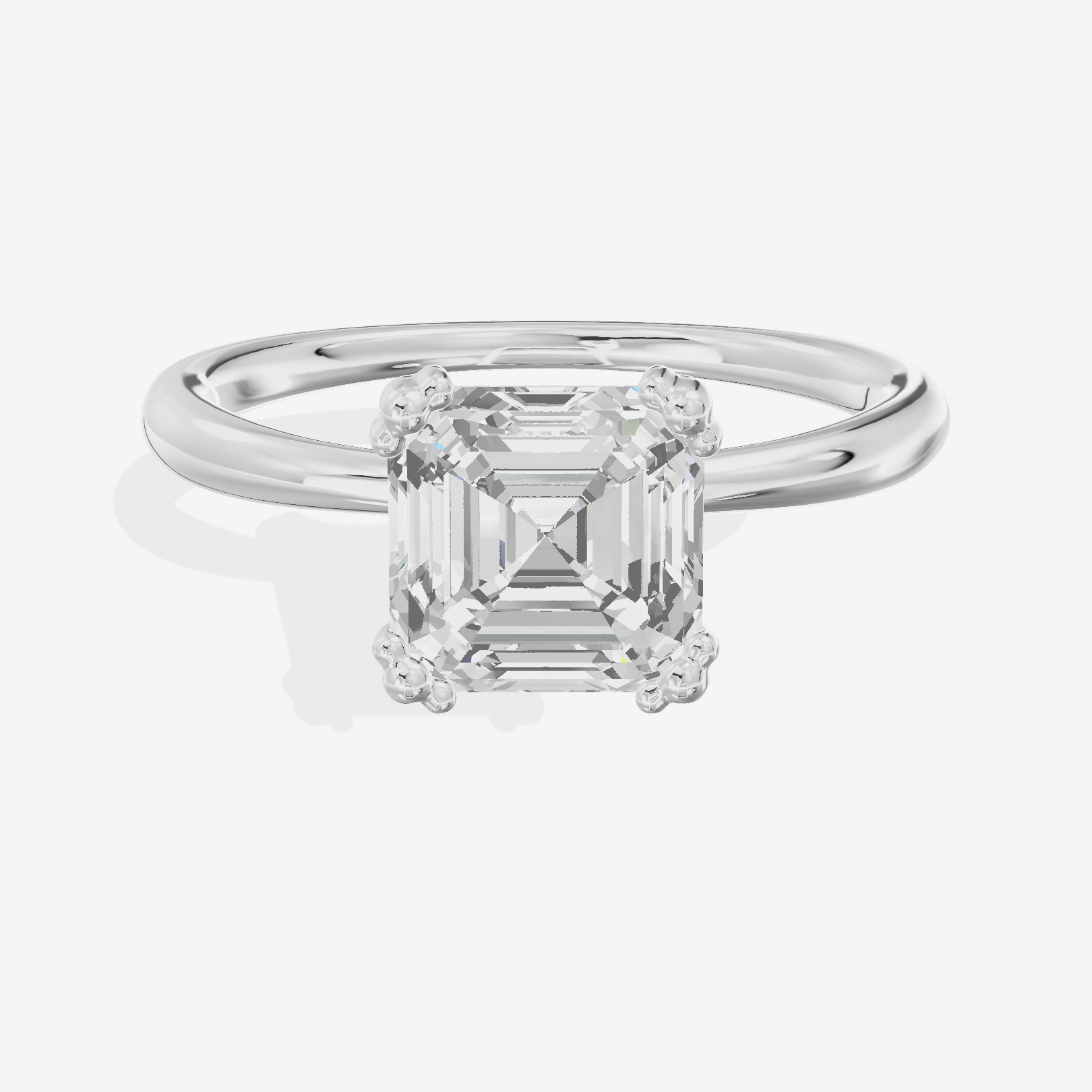 Classic Tender Asscher Solitaire Engagement Ring in 14K White Gold