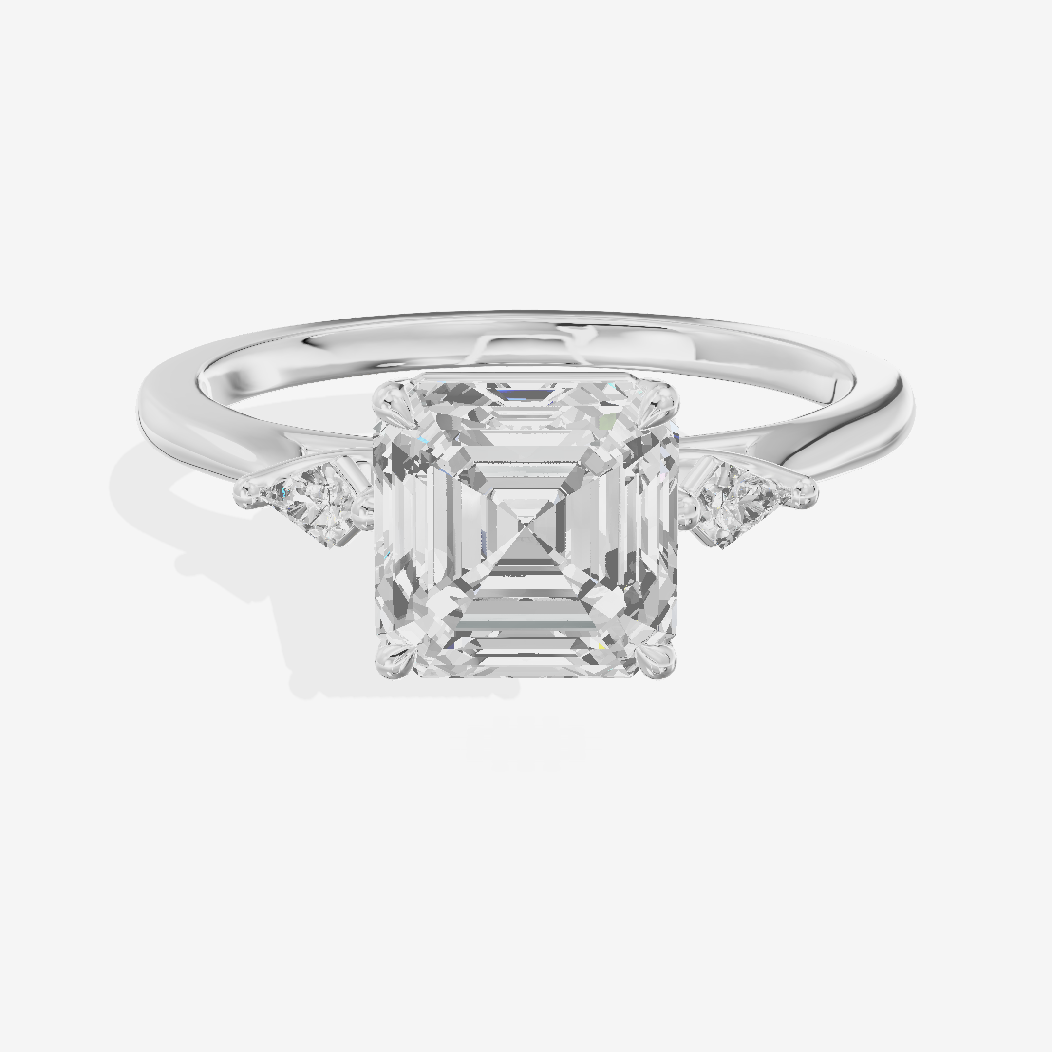 Vintage Belovae Asscher Three Stone Engagement Ring (3/5 ct. tw.) in 14K White Gold