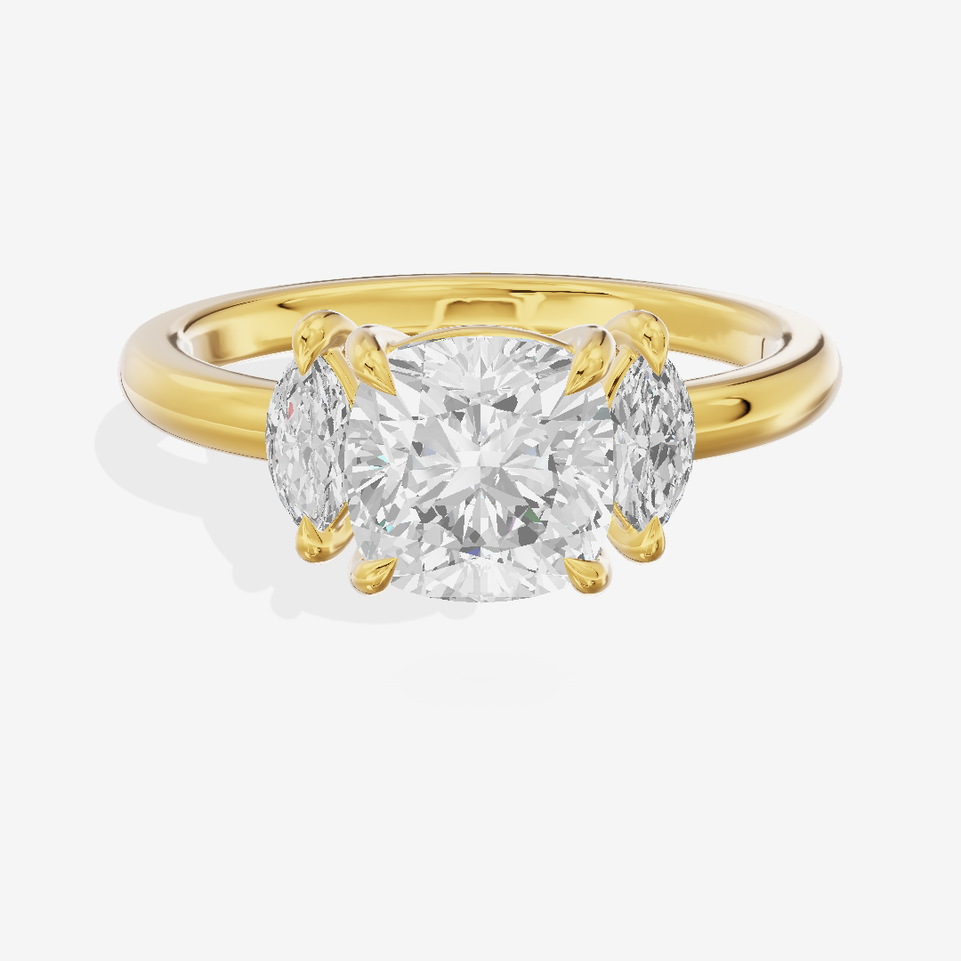Classic Sincere Three Stone Cushion Engagement Ring (1/3 ct. tw.) in 14K Yellow Gold