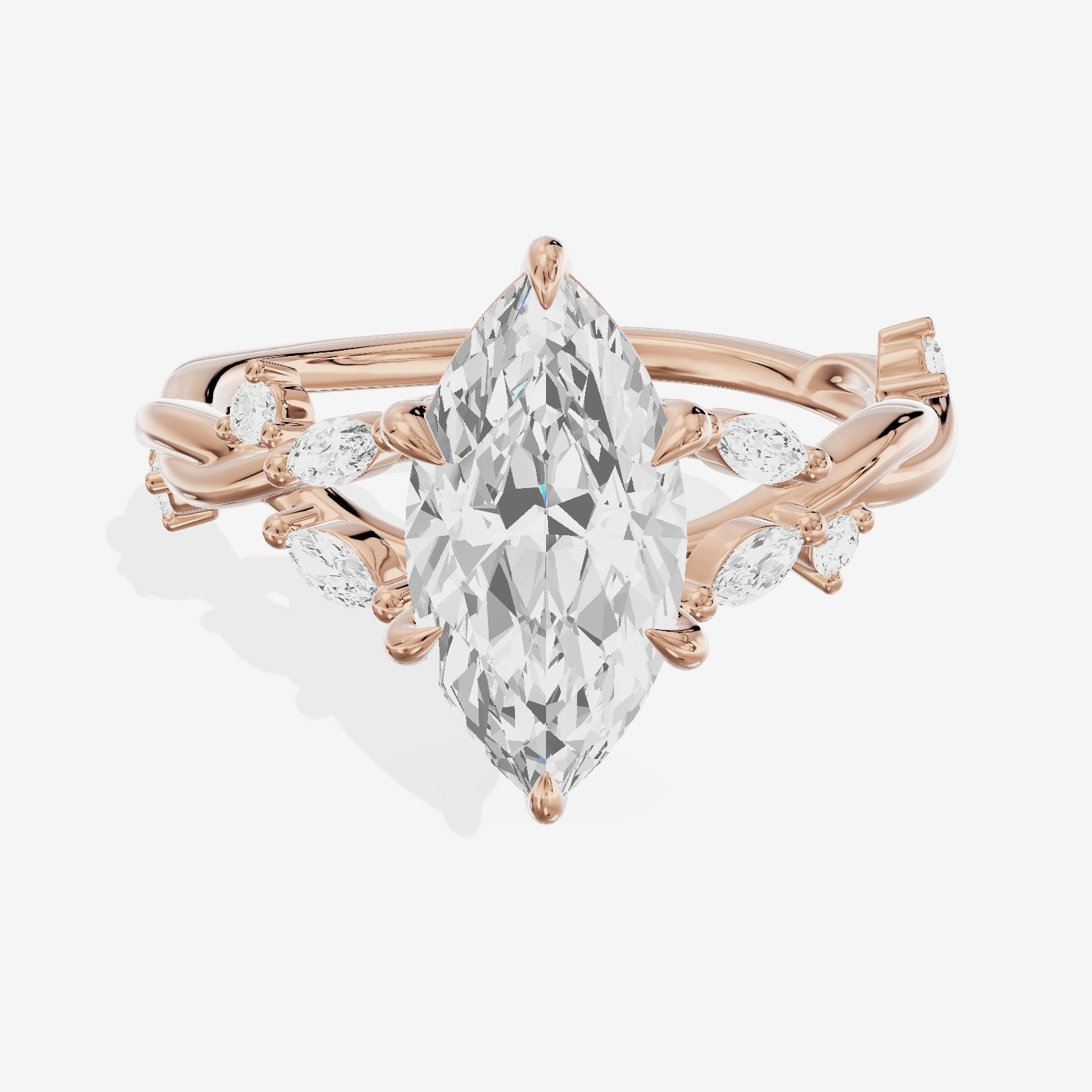 Twined Vowsae Marquise Twisted Engagement Ring (1/6 ct. tw.) in 18K Rose Gold