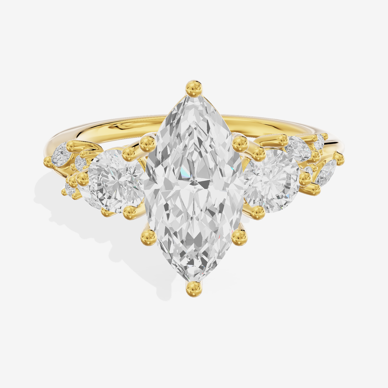 Adorae Three Stone Marquise Engagement Ring (3/5 ct. tw.) in 18K Yellow Gold