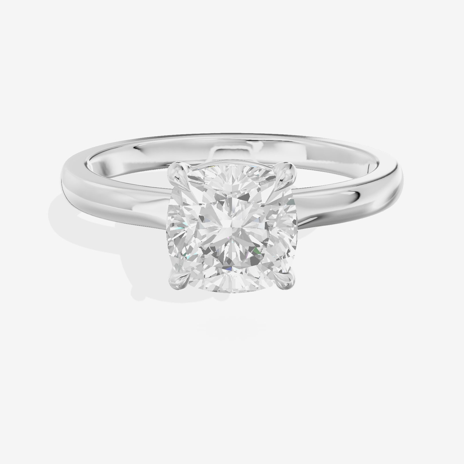 Lumina Ring 2mm Cushion Solitaire Engagement Ring in 18K White Gold