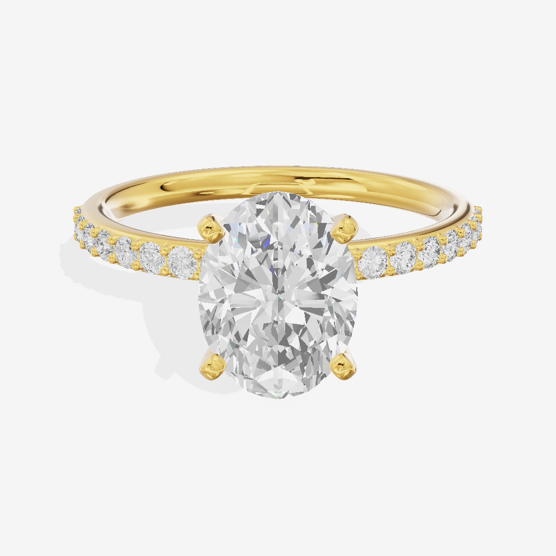 One of One Petite Oval Engagement Ring with Side Stones (1/4 ct. tw.) in 18K Yellow Gold