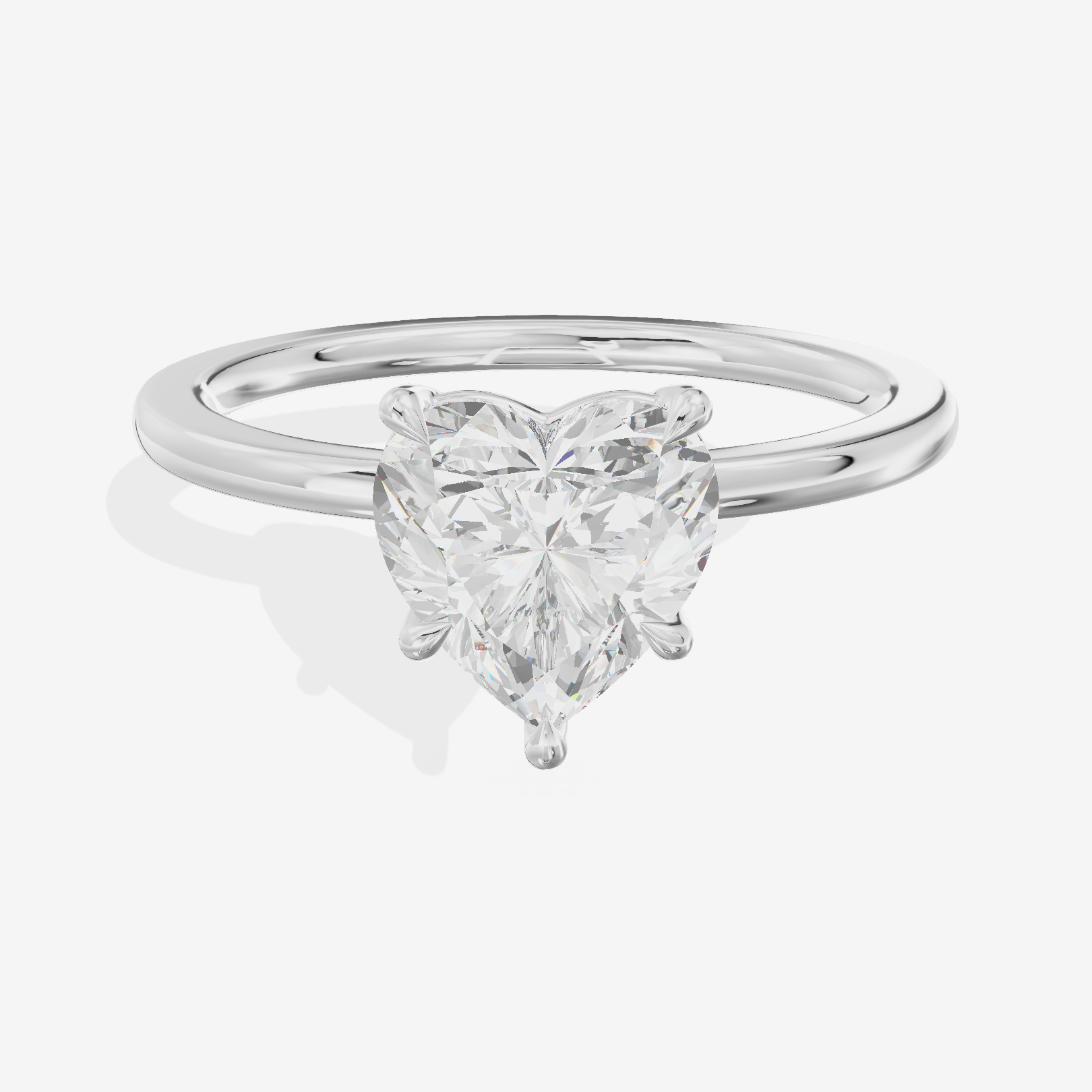 Charmae Ring 1.4mm Heart Solitaire Engagement Ring in 18K White Gold