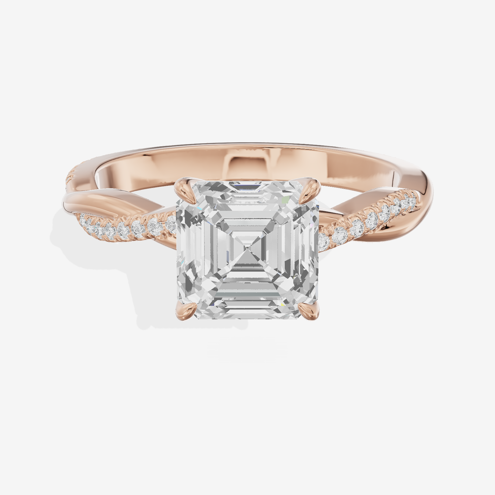 Petite Lumera Asscher Pavé Engagement Ring (1/8 ct. tw.) in 18K Rose Gold