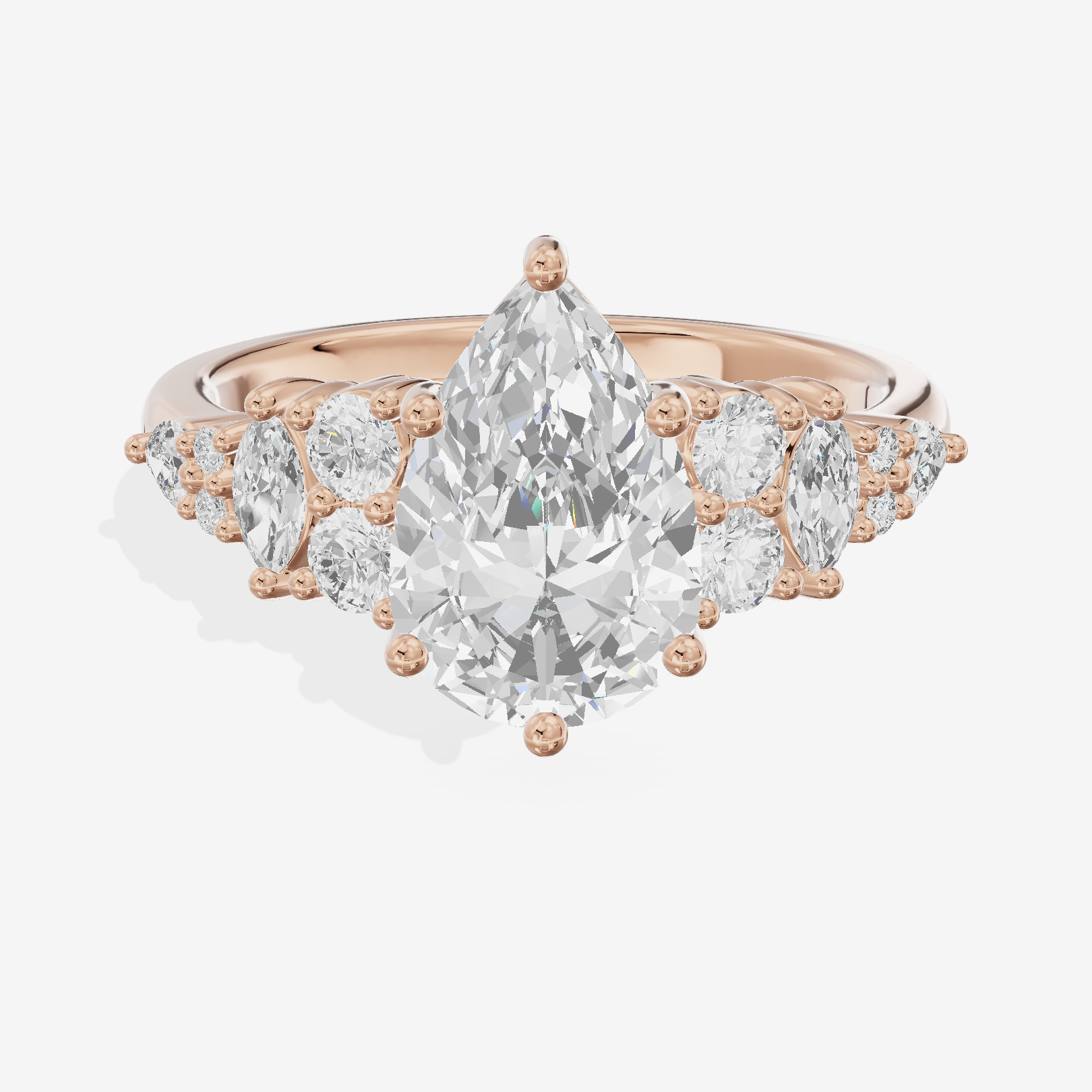 Modern Whisper Pear Engagement Ring with Side Stones (2/5 ct. tw.) in 14K Rose Gold