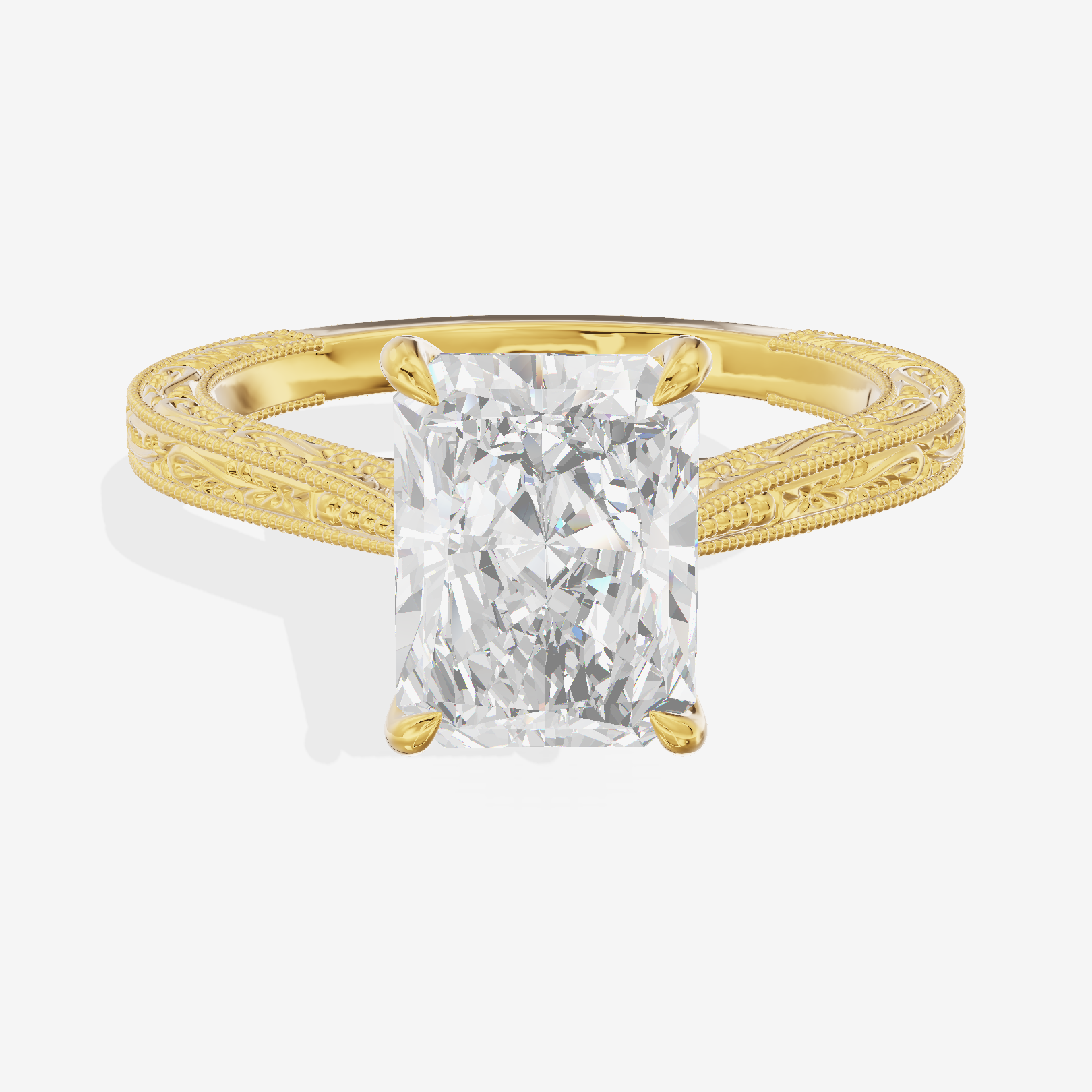 Vintage Vowsae Radiant Engagement Ring in 18K Yellow Gold