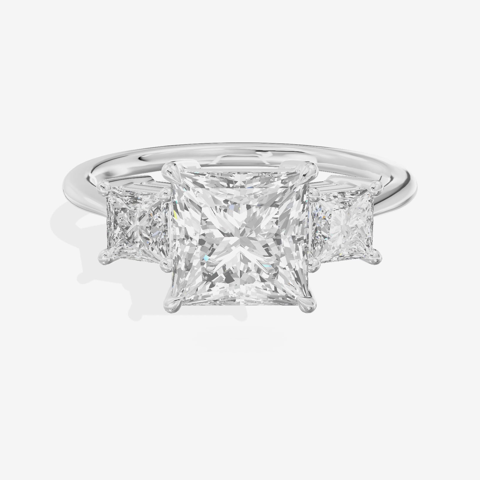 Royal Coeurine Three Stone Princess Engagement Ring (1/2 ct. tw.) in 14K White Gold