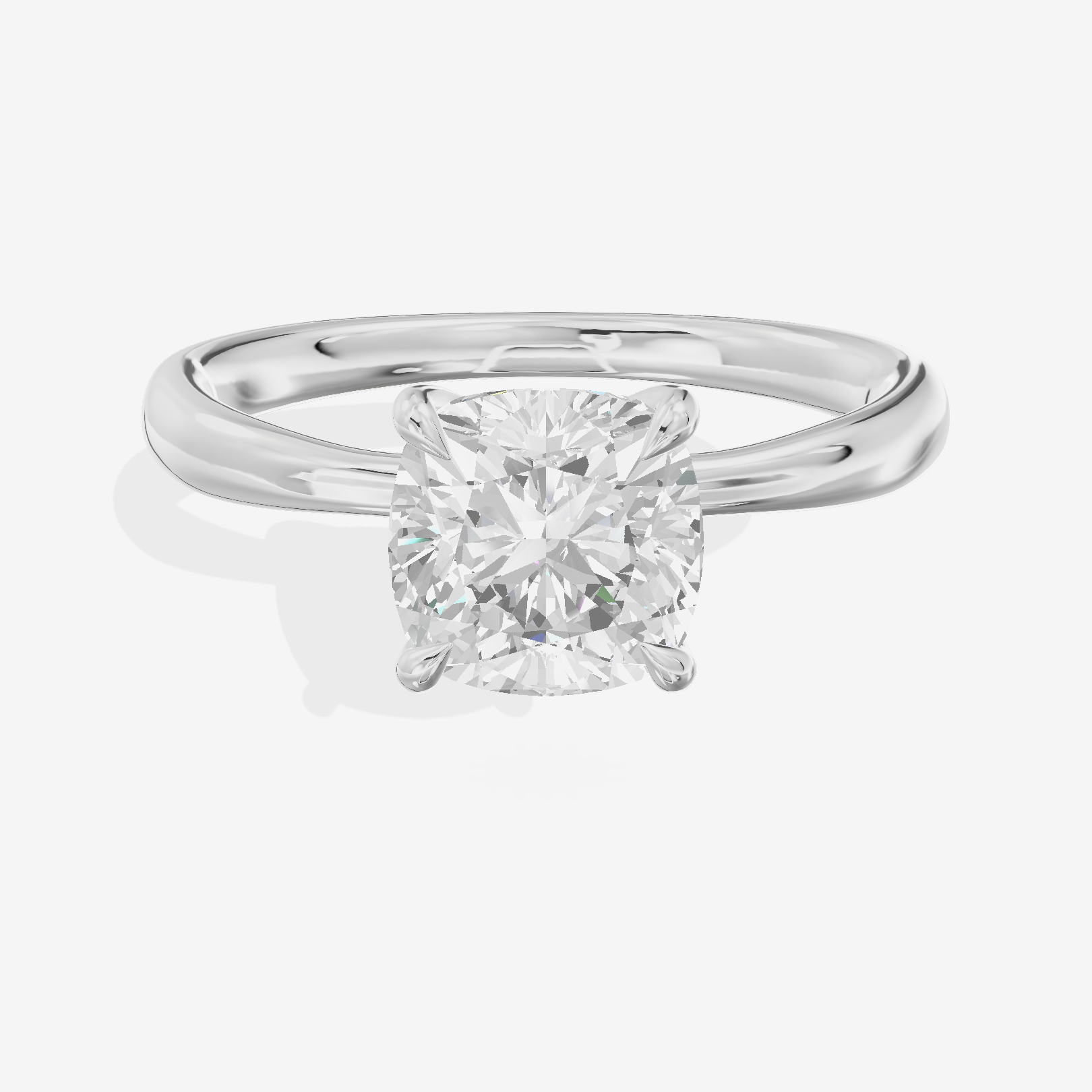 Classic Aimora 2.7mm Cushion Solitaire Engagement Ring in 18K White Gold