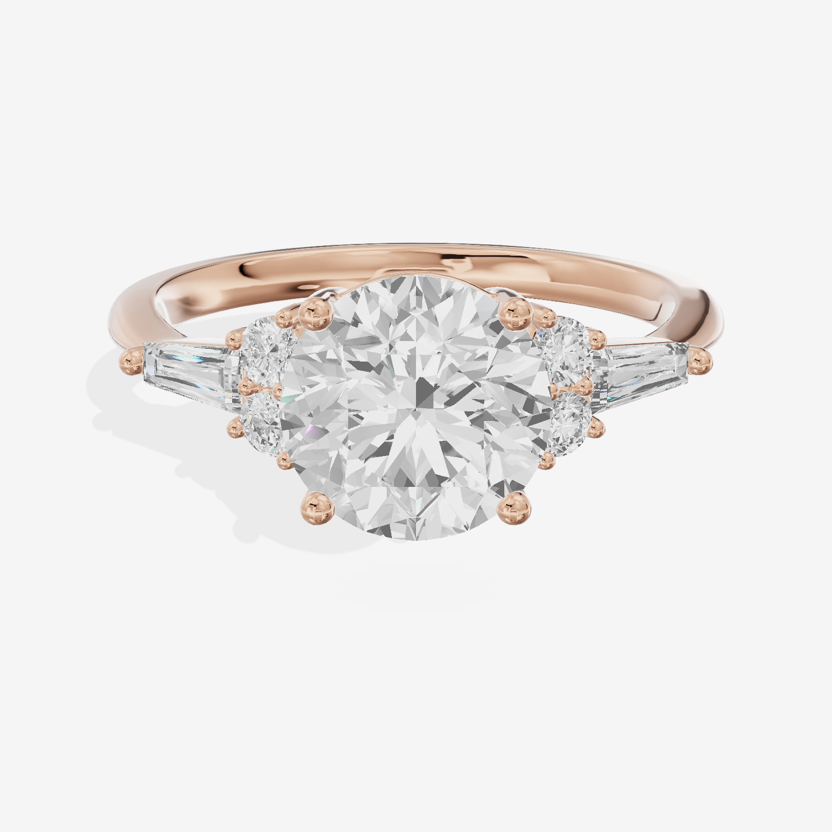 Modern Cherubine Round Engagement Ring with Side Stones (1/4 ct. tw.) in 14K Rose Gold