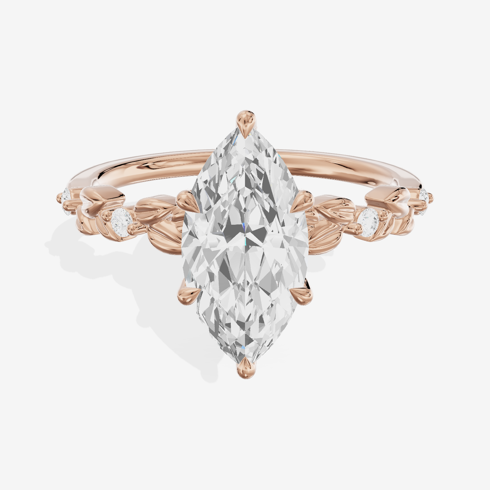 Tender Promezza Marquise Engagement Ring with Side Stones (1/20 ct. tw.) in 18K Rose Gold