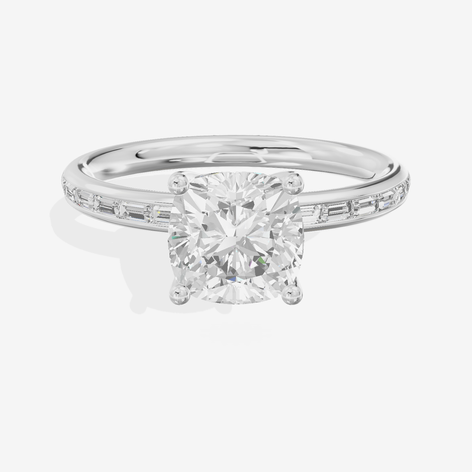 Tender Sincere Cushion Engagement Ring with Side Stones (1/6 ct. tw.) in Platinum