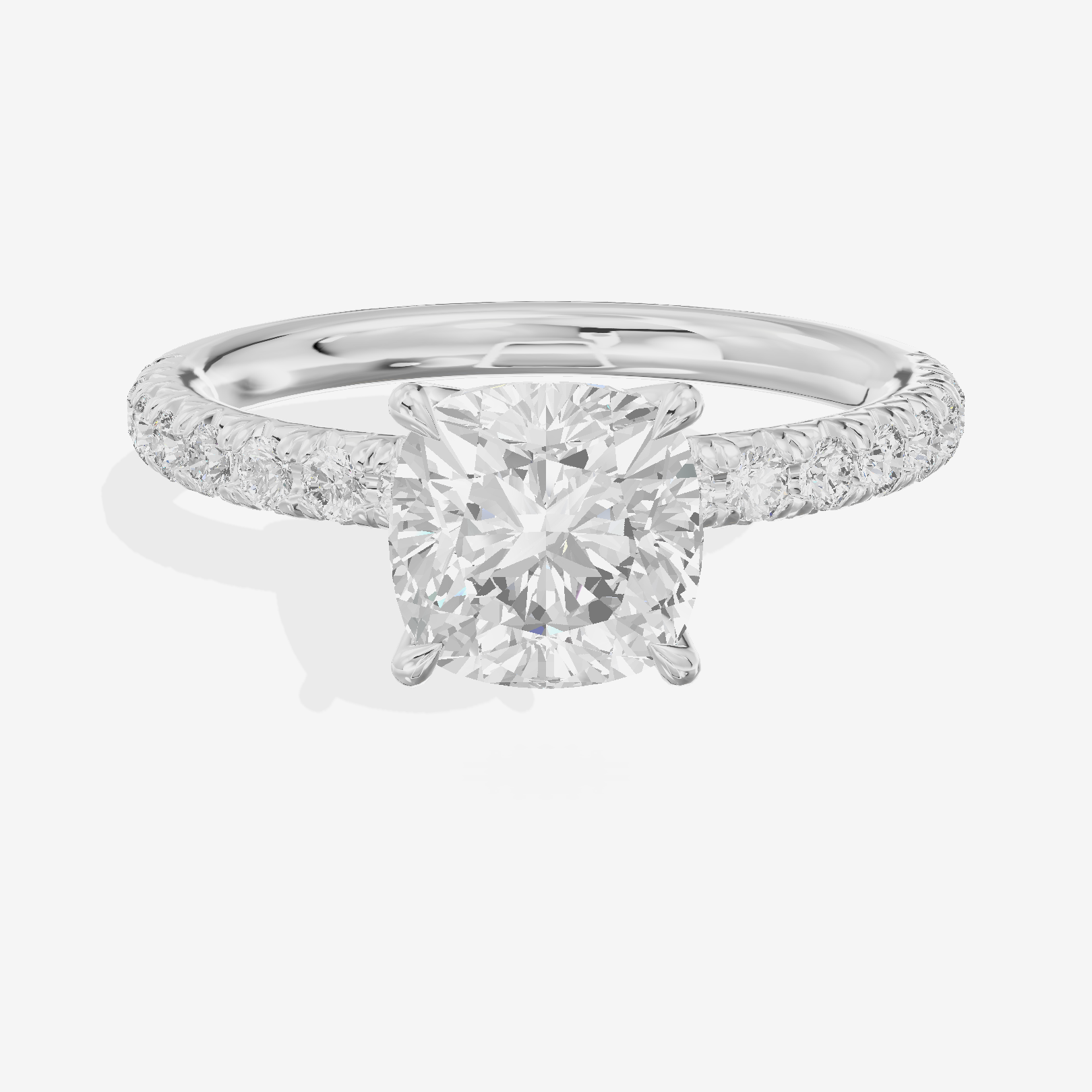 Modern Whisper Cushion Engagement Ring with Side Stones (2/5 ct. tw.) in Platinum