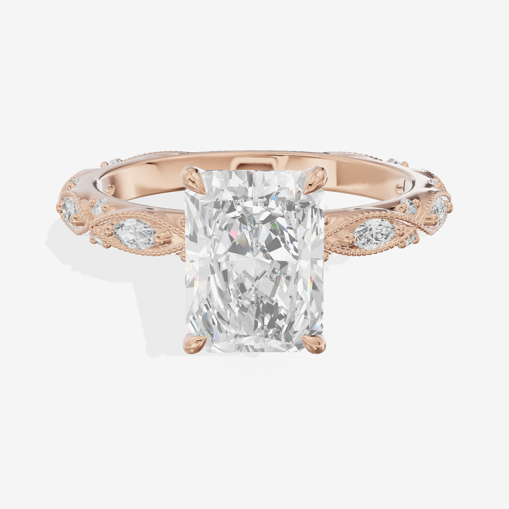Vintage Whisper Radiant Engagement Ring (1/4 ct. tw.) in 18K Rose Gold