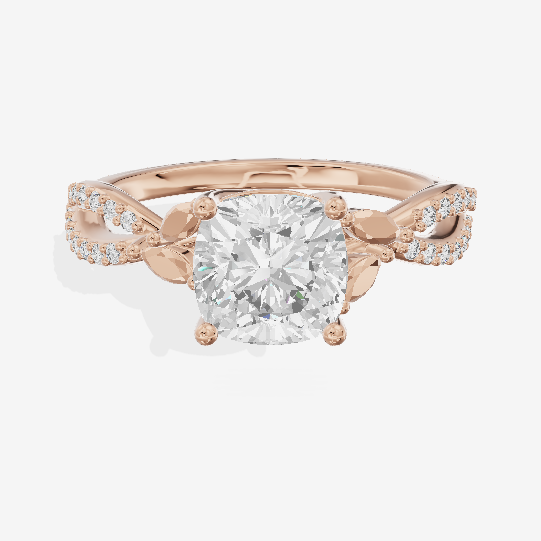 Luxe Domeline 1.5mm Cushion Solitaire Engagement Ring (1/8 ct. tw.) in 18K Rose Gold