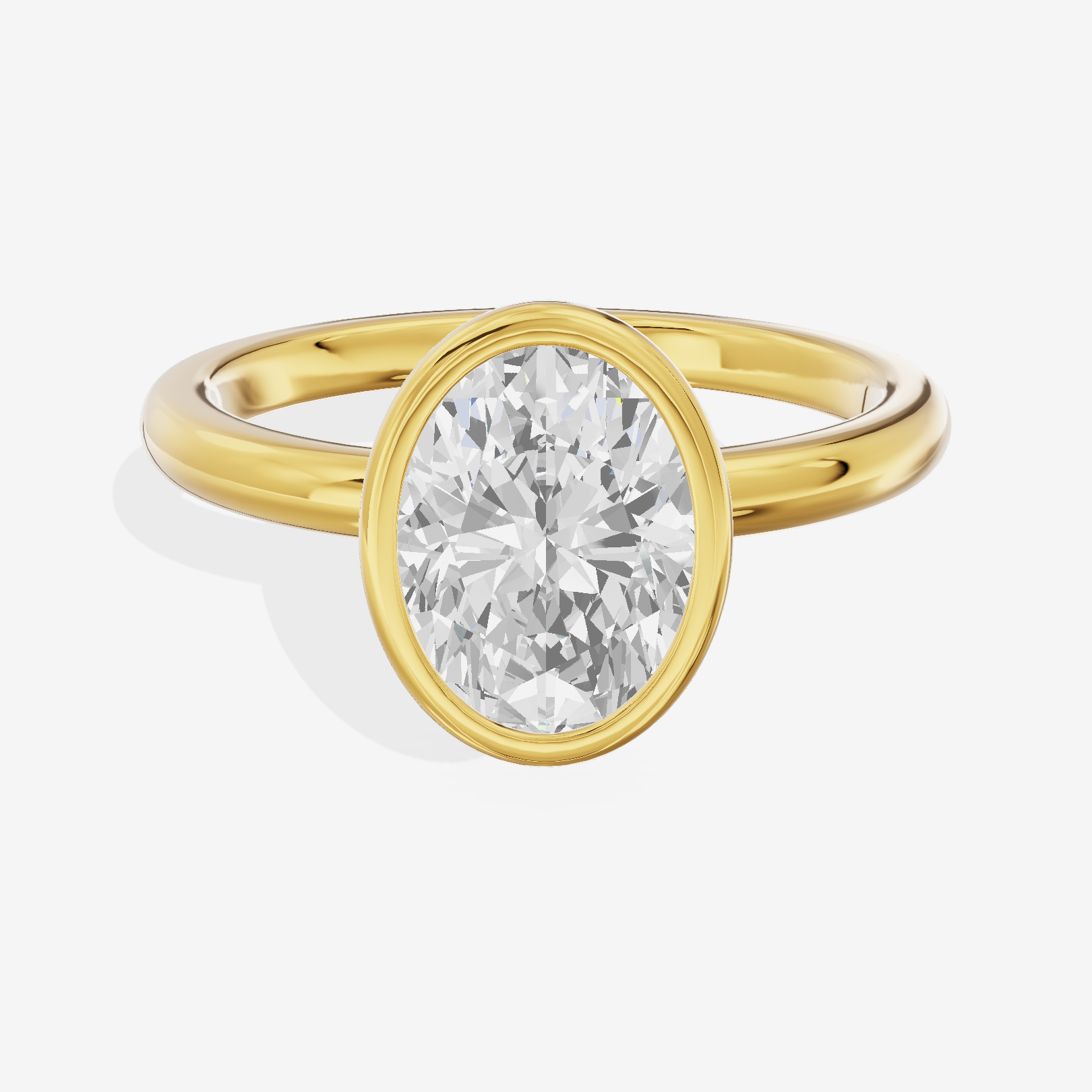 Tensare Bezel 2mm Oval Solitaire Engagement Ring in 14K Yellow Gold