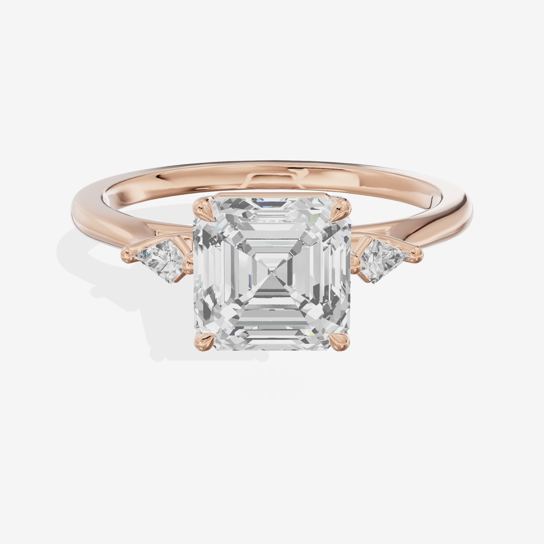 Vintage Belovae Asscher Three Stone Engagement Ring (3/5 ct. tw.) in 14K Rose Gold