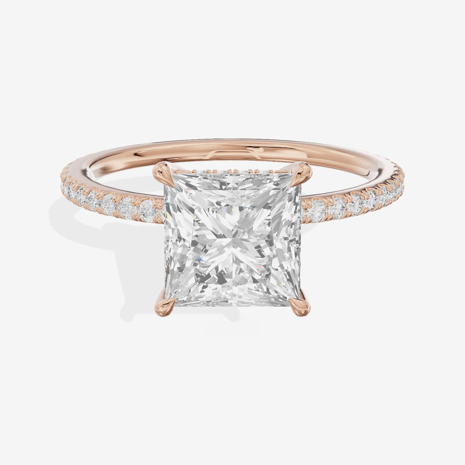 Mirelle Princess Hidden Halo Engagement Ring (1/3 ct. tw.) in 18K Rose Gold