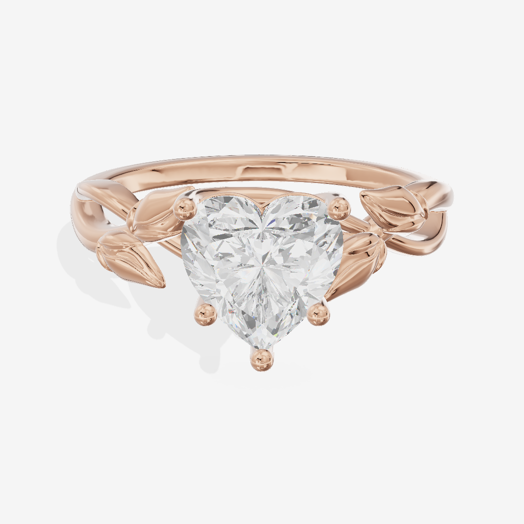 Sealed Vowsae 2.5mm Heart Solitaire Engagement Ring in 14K Rose Gold