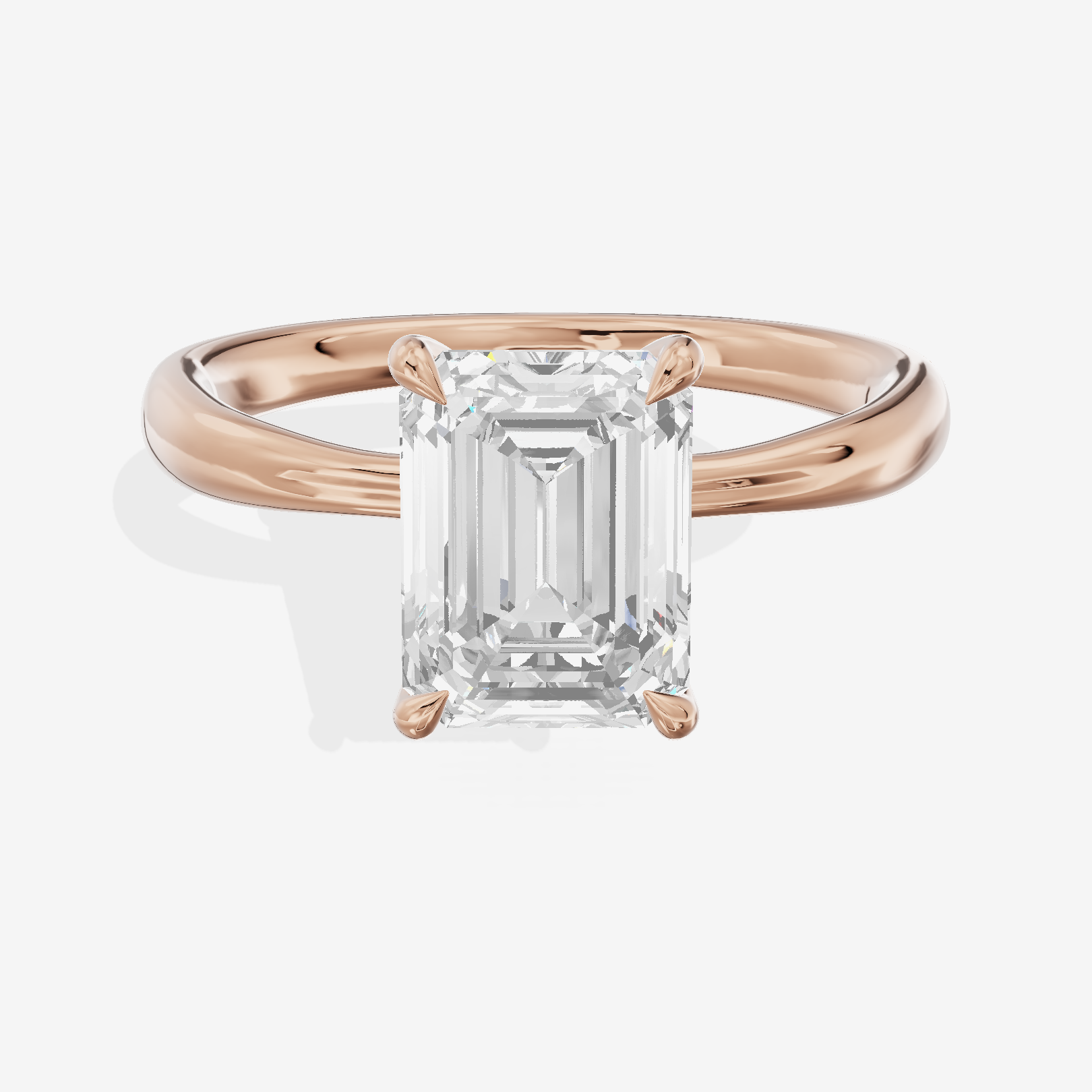 Classic Aimora 2.7mm Emerald Solitaire Engagement Ring in 18K Rose Gold