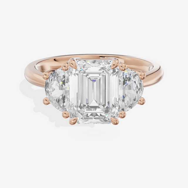 Vintage Sincere Three Stone Emerald Engagement Ring (1/2 ct. tw.) in 18K Rose Gold