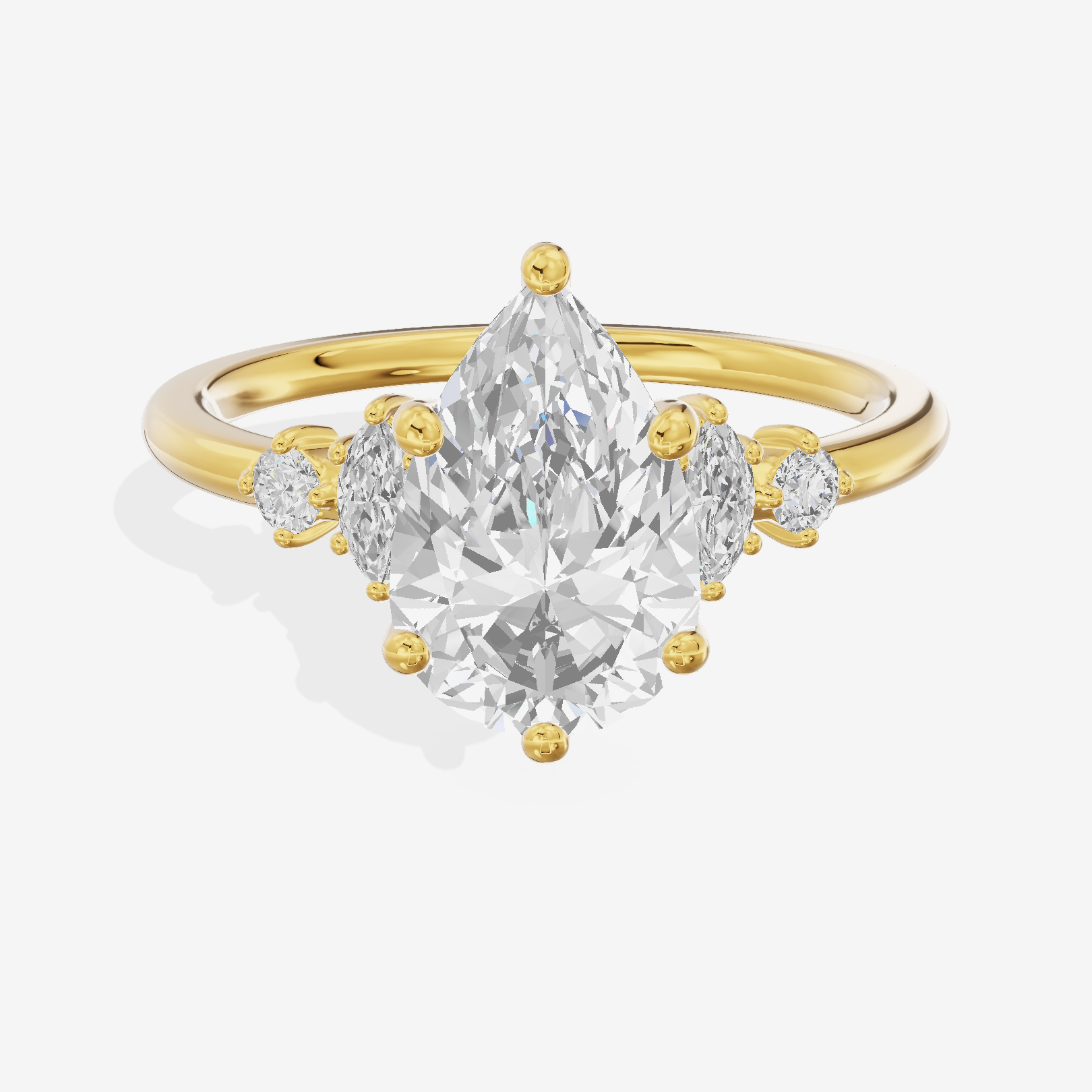 Hallowed Halcyon Pear Engagement Ring with Side Stones (1/6 ct. tw.) in 14K Yellow Gold