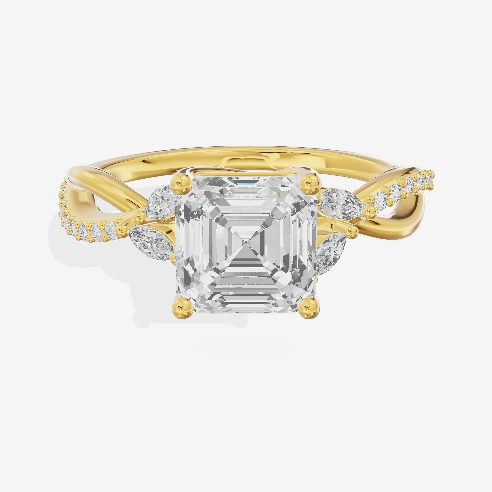 Petite Twine Asscher Twisted Engagement Ring (1/5 ct. tw.) in 14K Yellow Gold