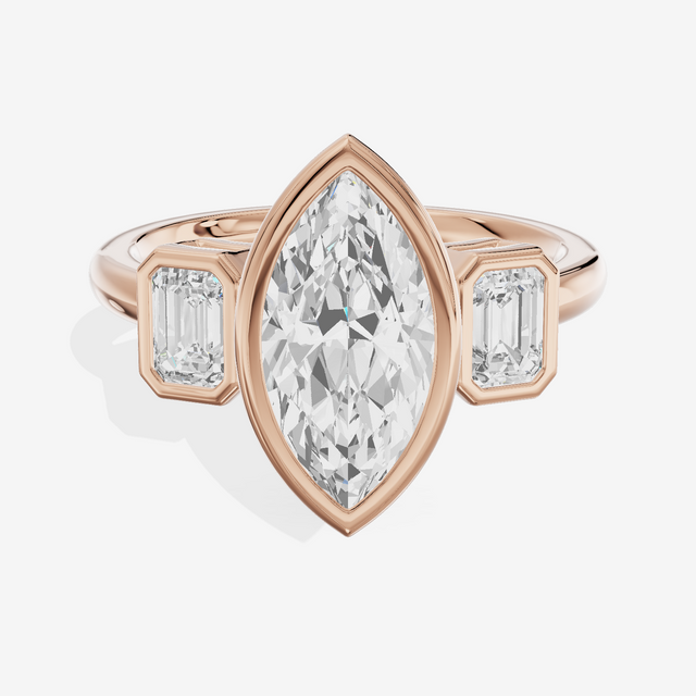 Selenia Three Stone Marquise Engagement Ring (1/2 ct. tw.) in 18K Rose Gold