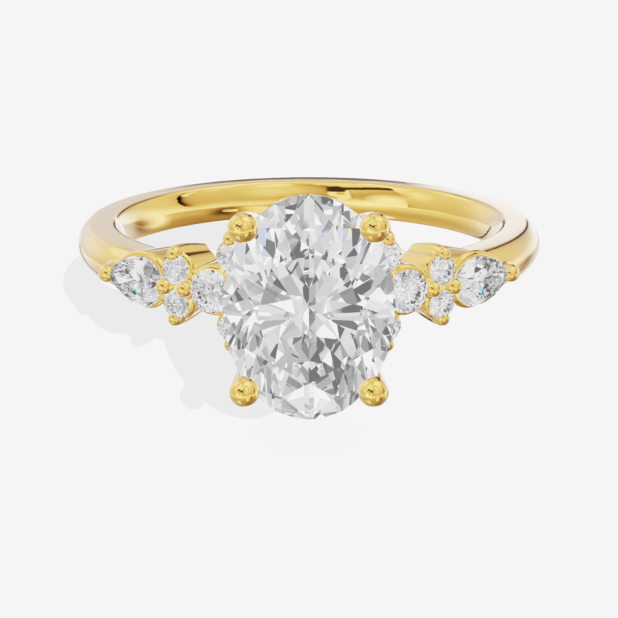 Luxe Sincere Oval Engagement Ring with Side Stones (1/10 ct. tw.) in 14K Yellow Gold