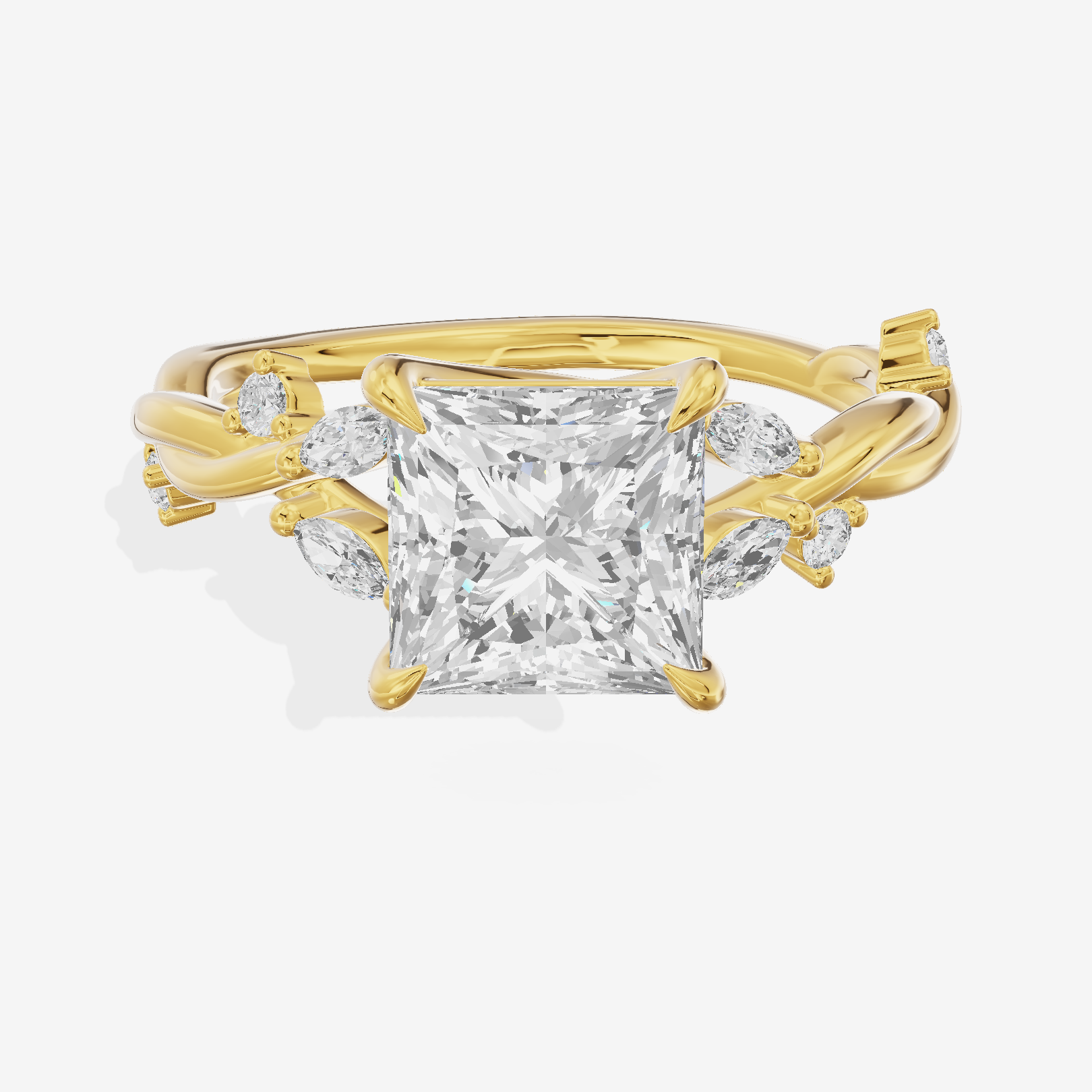 Twined Vowsae Princess Twisted Engagement Ring (1/6 ct. tw.) in 18K Yellow Gold