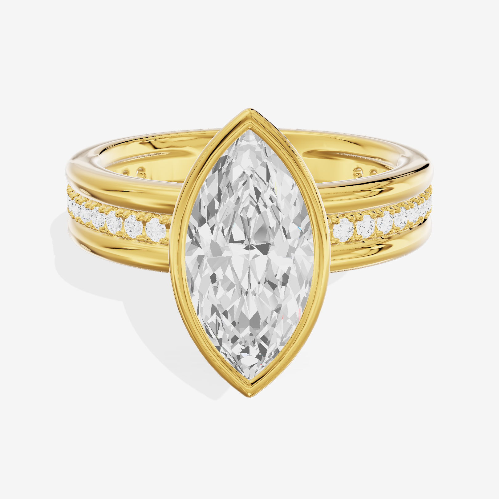 Belovae Bezel Marquise Engagement Ring with Side Stones (1/4 ct. tw.) in 14K Yellow Gold