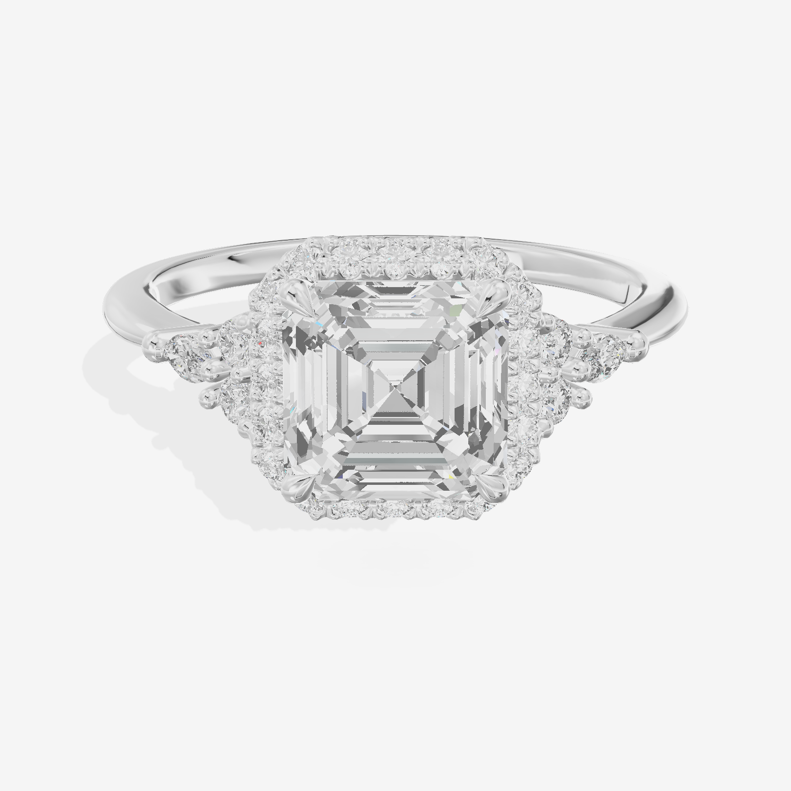 Lumina Halo Ring Asscher Engagement Ring (1/4 ct. tw.) in 14K White Gold