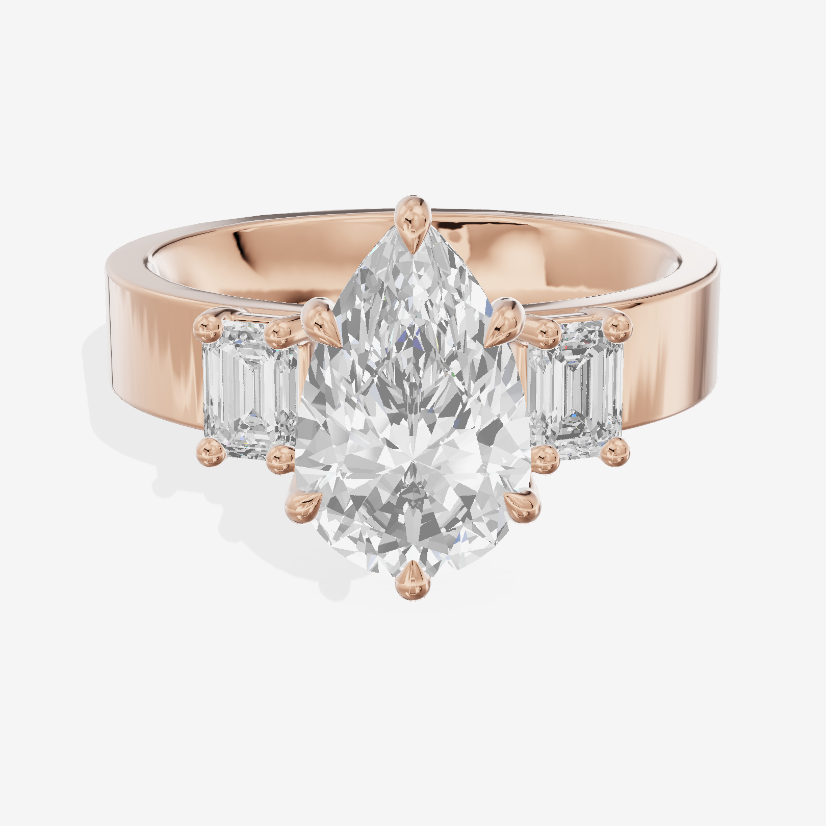 Vintage Vowsae Three Stone Pear Engagement Ring (1/2 ct. tw.) in 18K Rose Gold