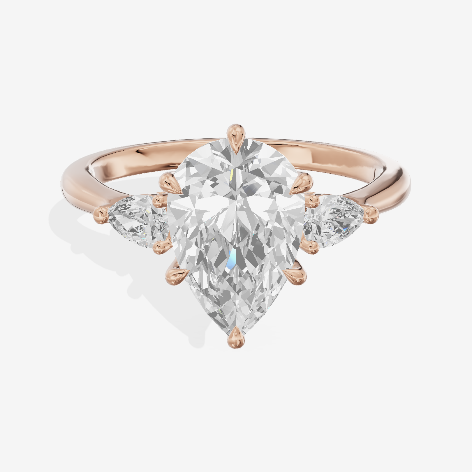 Petite Aimora Three Stone Pear Engagement Ring (1/4 ct. tw.) in 18K Rose Gold