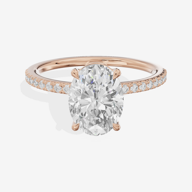 Tender Vowsae Oval Engagement Ring with Side Stones (1/8 ct. tw.) in 14K Rose Gold