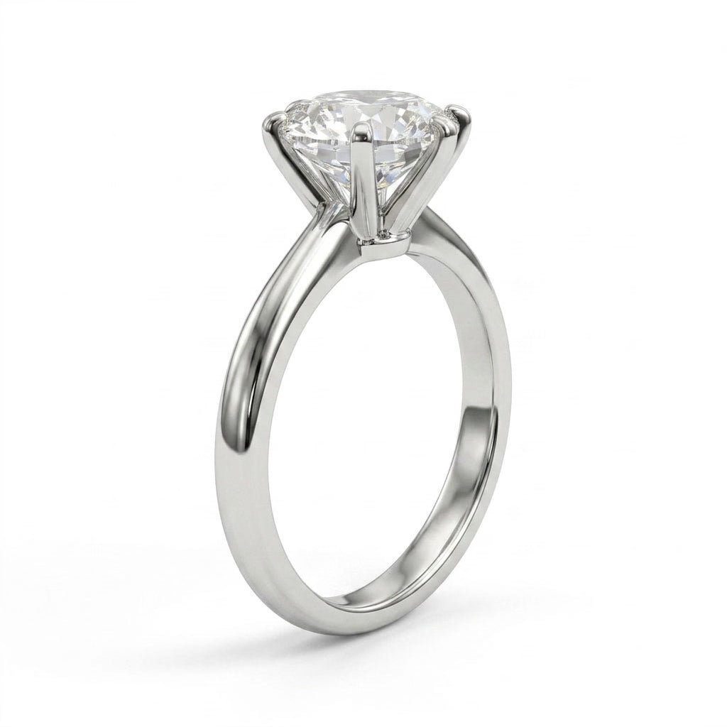 Cathedral Solitaire Round Engagement Ring (1.51 ct.) in Platinum