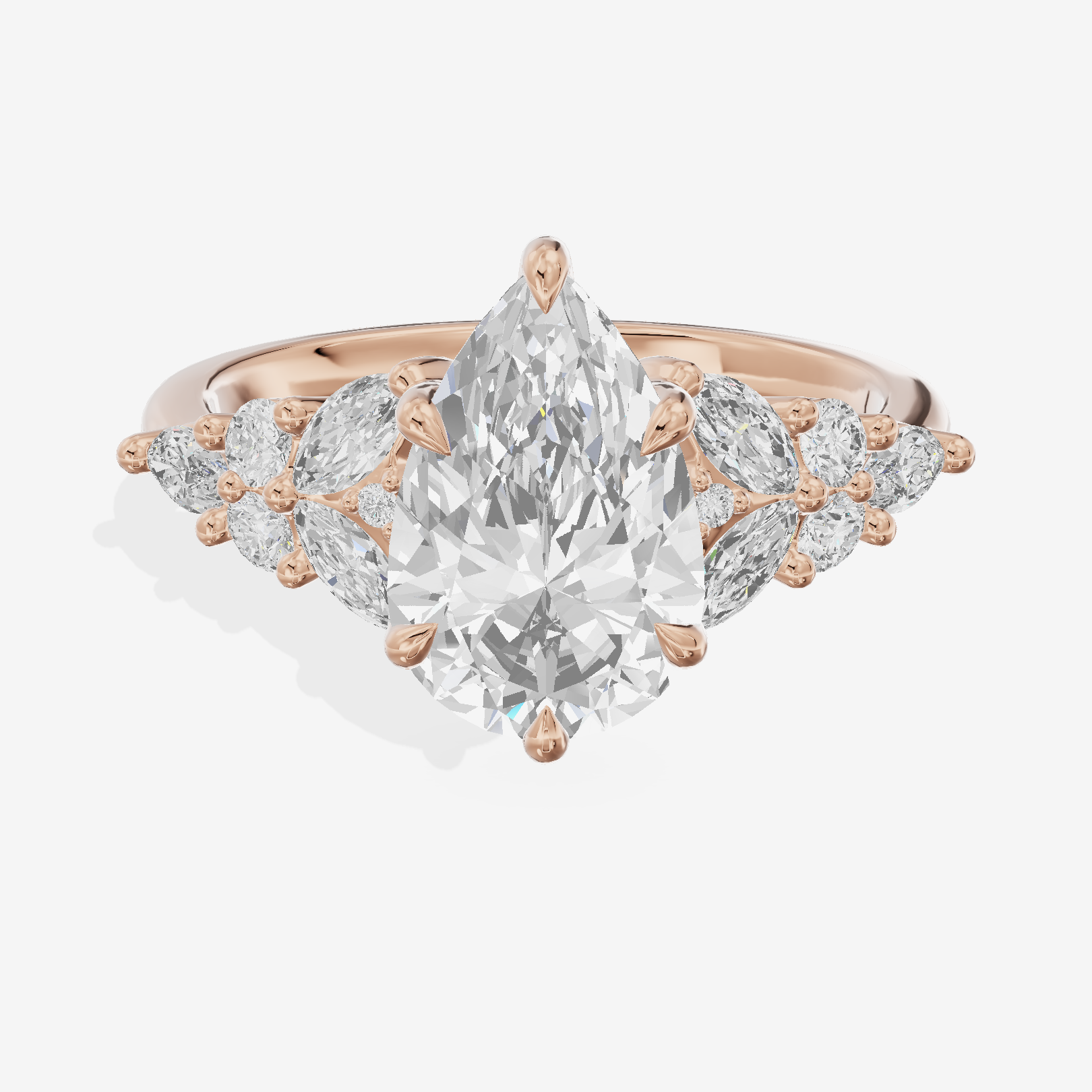 Grand Aurea Pear Engagement Ring with Side Stones (3/4 ct. tw.) in 18K Rose Gold