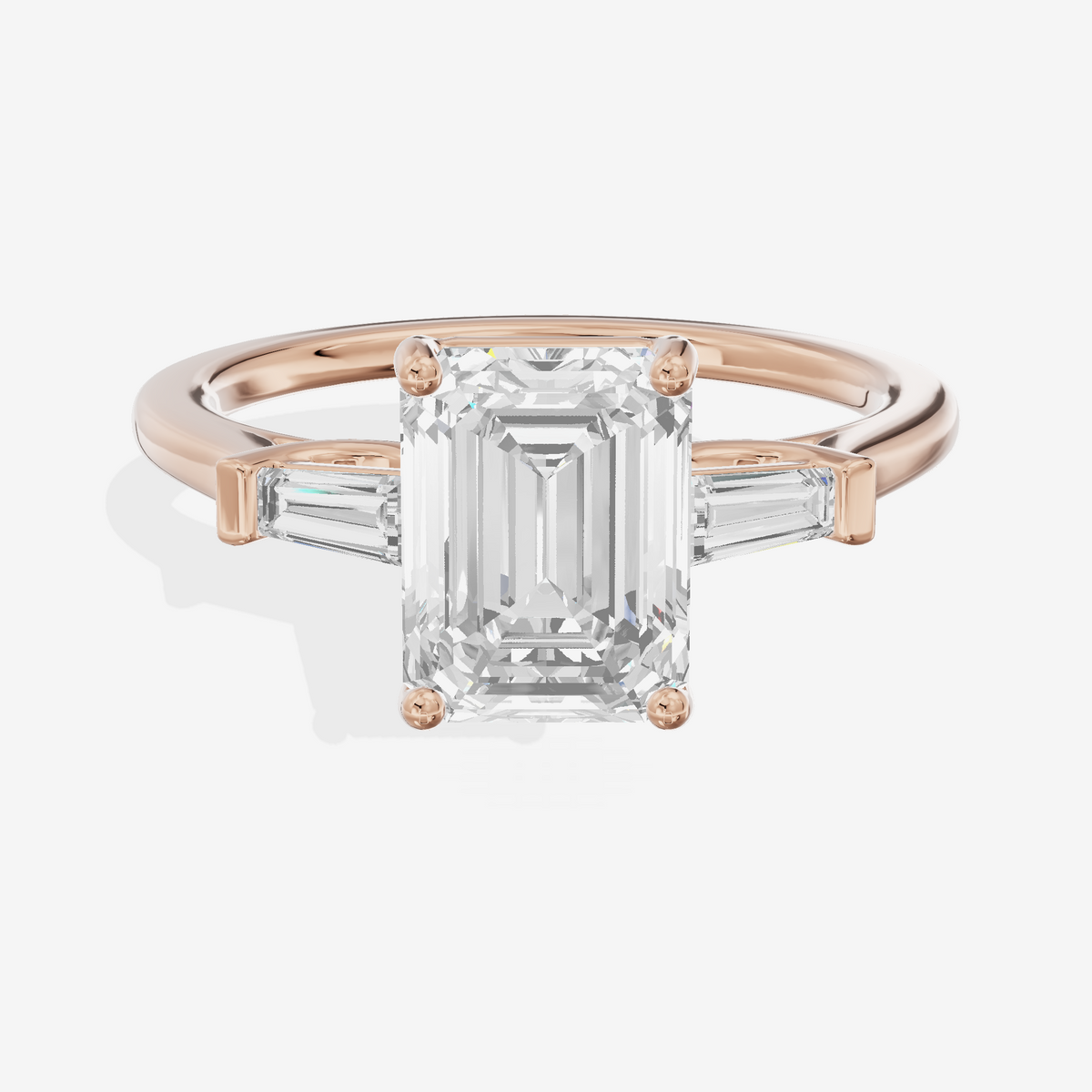 Petite Halcyon Emerald Engagement Ring with Side Stones (1/6 ct. tw.) in 18K Rose Gold