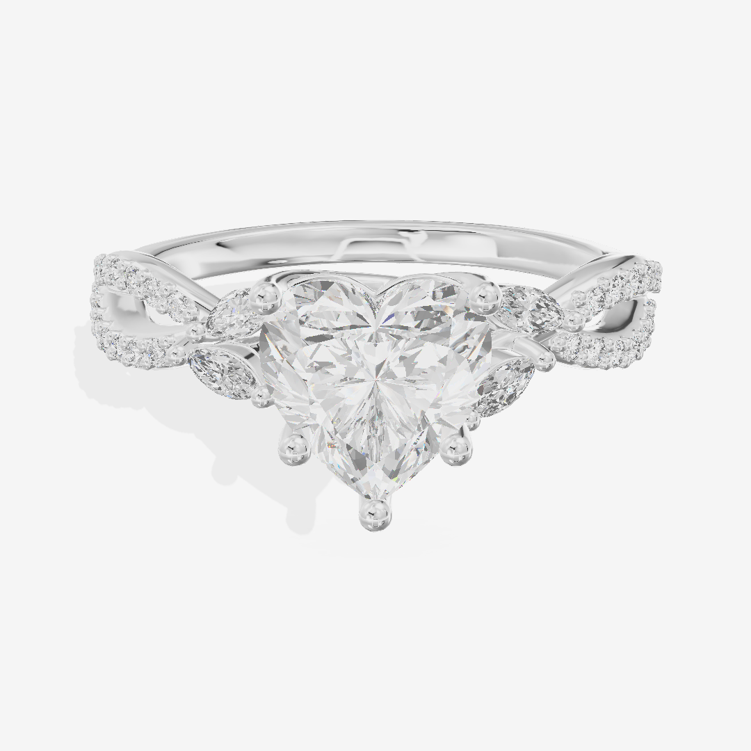 Luxe Domeline 1.5mm Heart Solitaire Engagement Ring (1/8 ct. tw.) in 18K White Gold