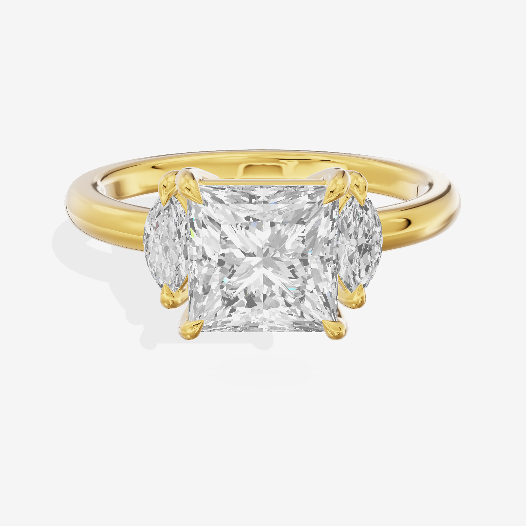 Classic Sincere Three Stone Princess Engagement Ring (1/3 ct. tw.) in 18K Yellow Gold