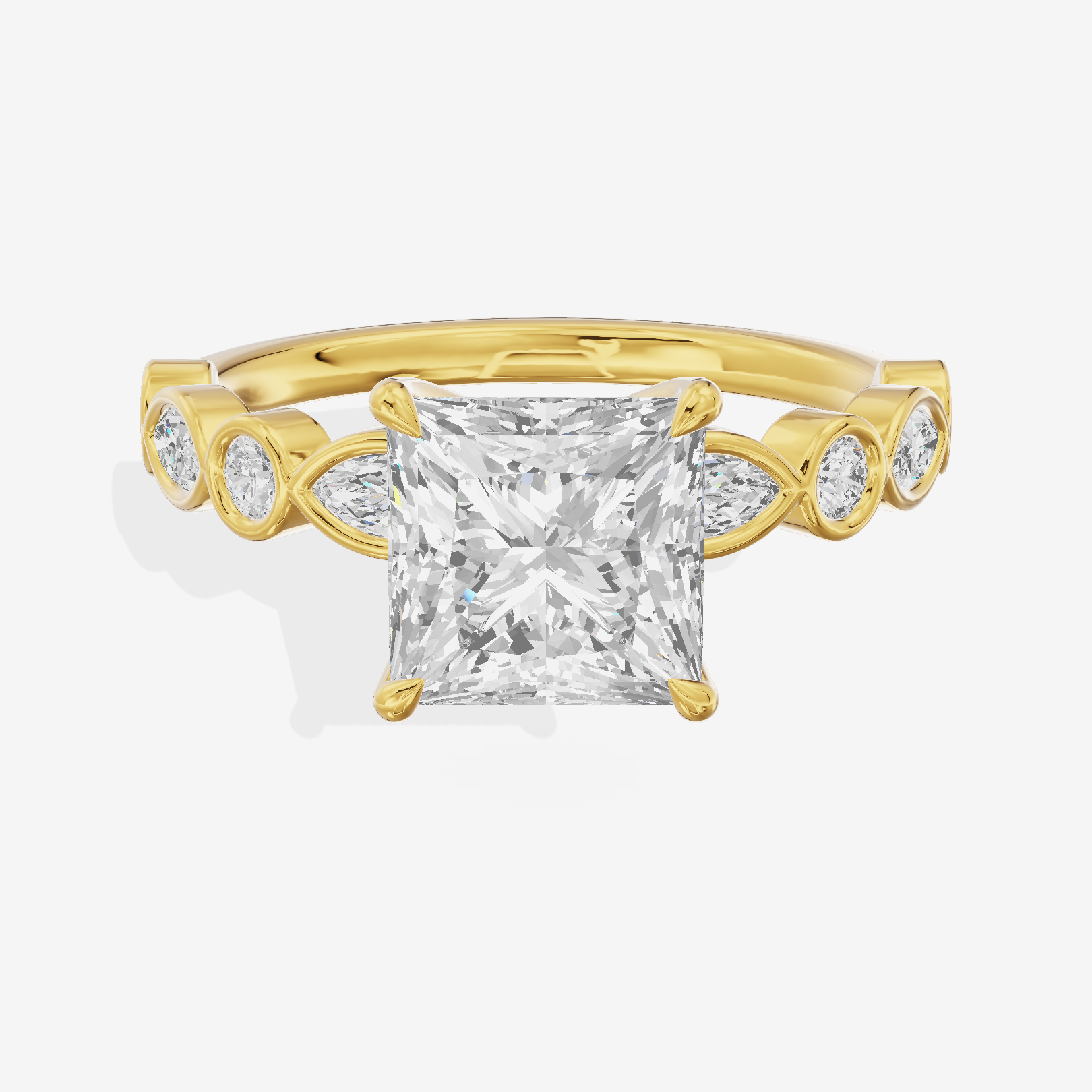 Tender Aurea Princess Engagement Ring with Side Stones (1 ct. tw.) in 14K Yellow Gold